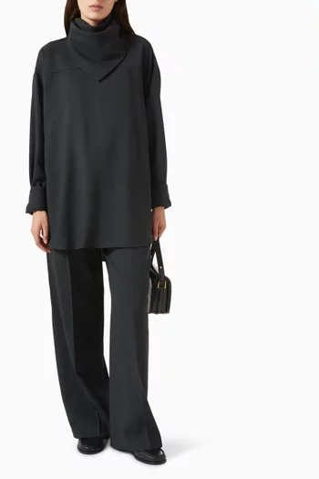 Oversized Bandana Blouse in Wool Twill