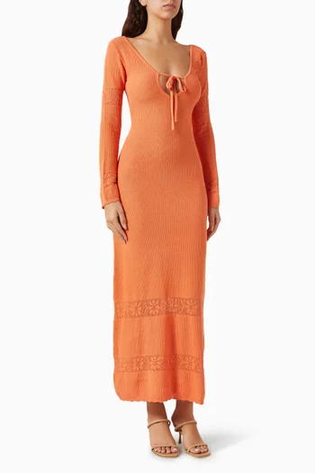 Rita Crochet Maxi Dress in Cotton