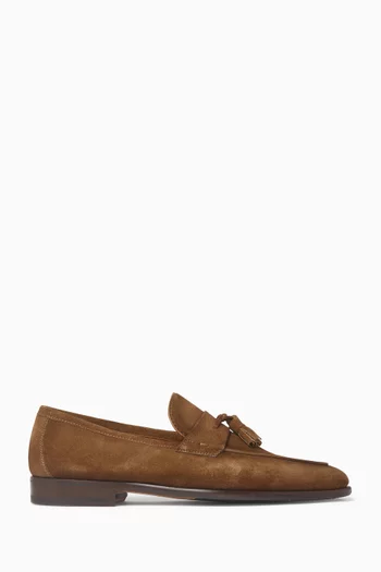 Blak Tassel Loafers in Suede