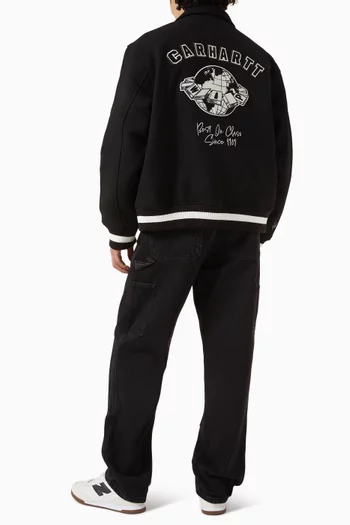 جاكيت وورلد كلاس بتصميم جامعي مزيج صوف