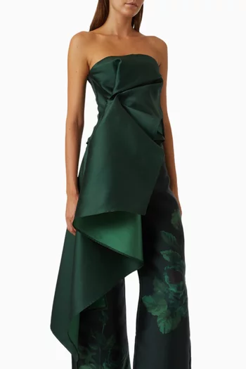 Asymmetric Draped Top in Satin