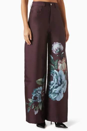 Floral-print Boyfriend Pants