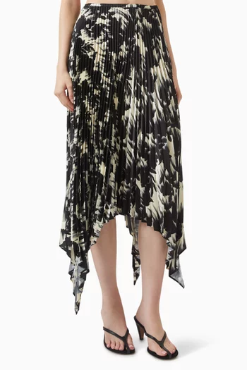 Floral-print Midi Skirt in Plissé