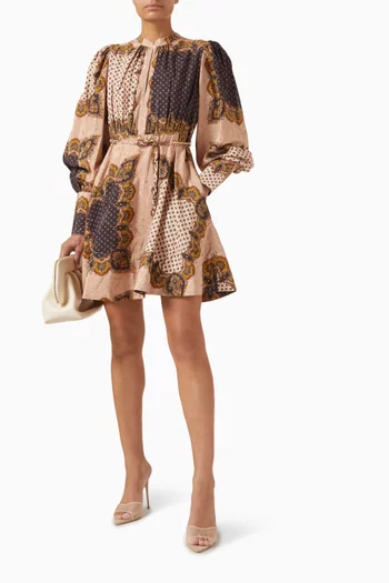 Printed Mini Dress in Jacquard