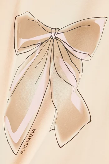 تي شيرت بطبعة عقدة وشعار الماركة قطن جيرسيه