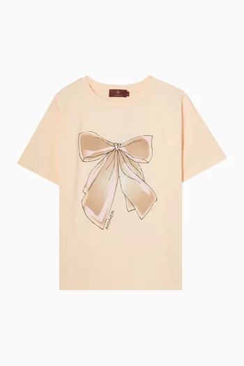 تي شيرت بطبعة عقدة وشعار الماركة قطن جيرسيه