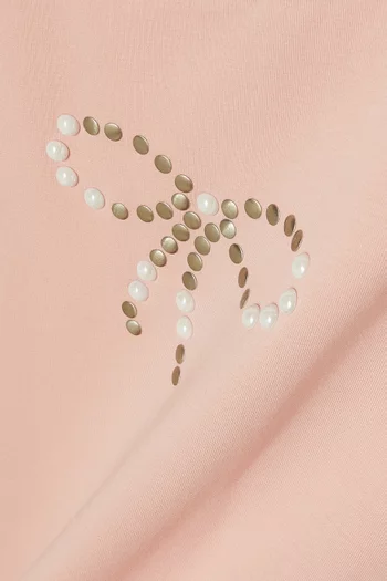 Bow-embellished T-shirt in Cotton