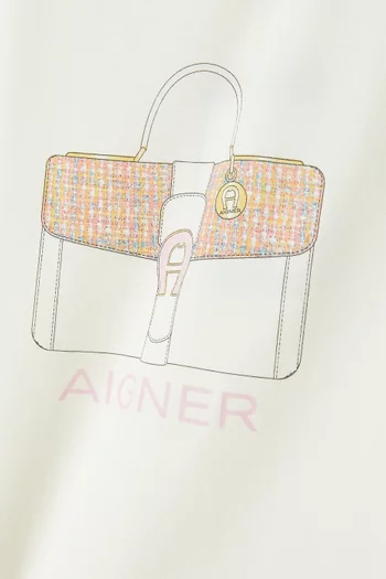 تي شيرت بطبعة حقيبة يد قطن