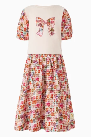 تي شيرت بعقدة ونقشة منقطة قطن