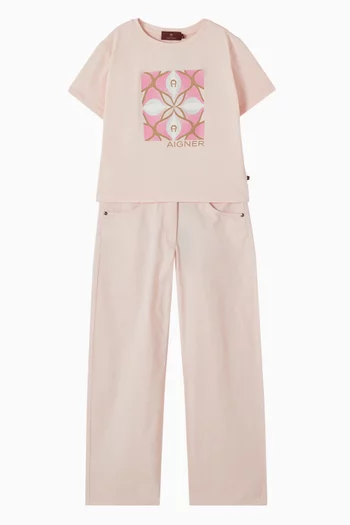 تي شيرت مزين بطبعة قطن