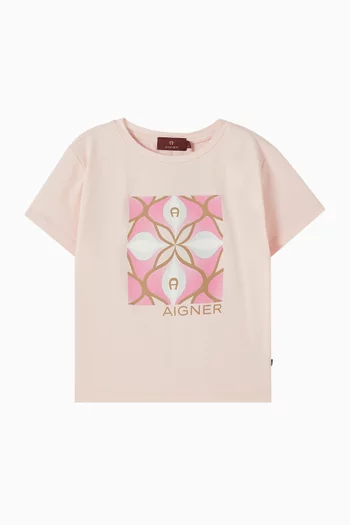 تي شيرت مزين بطبعة قطن