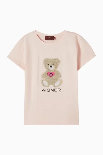 Teddy Embroidered T-shirt in Cotton