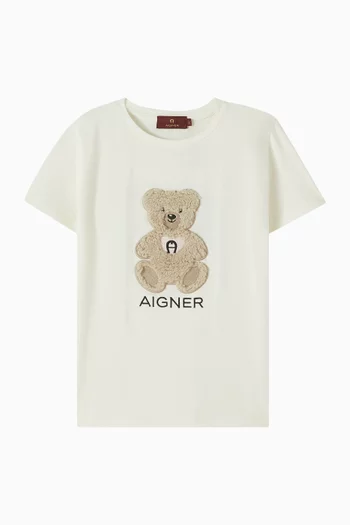Teddy Embroidered T-shirt in Cotton