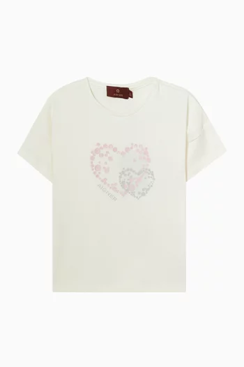 Heart-graphic T-shirt in Cotton