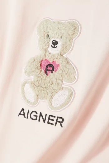 Teddy Embroidered T-shirt in Cotton
