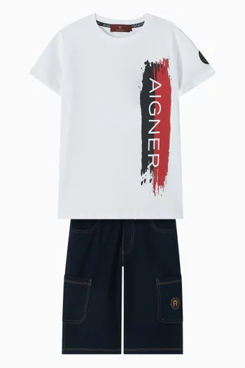 Logo Bermuda Denim Shorts in Cotton