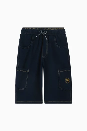 Logo Bermuda Denim Shorts in Cotton