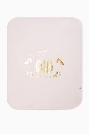 Bag-print Logo Baby Blanket in Stretch-cotton
