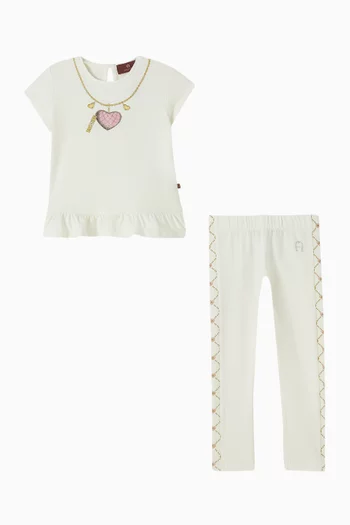 Graphic-print T-shirt & Leggings in Cotton