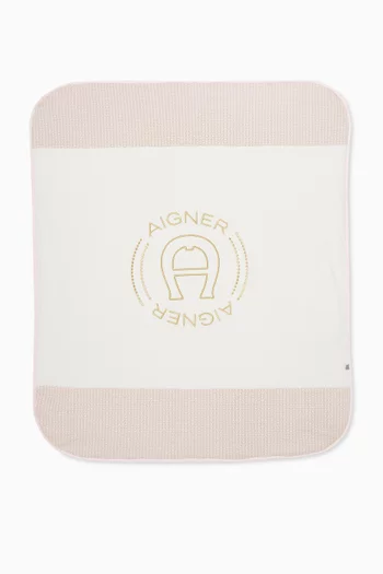 Logo Print Blanket in Cotton