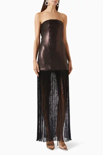 Moonlit Mirage Embellished Fringe Dress