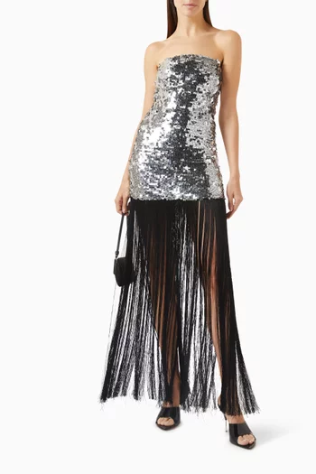 Moonlit Mirage Embellished Fringe Dress