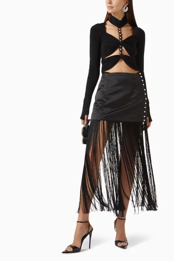 Maxi Tassel Skirt in Satin