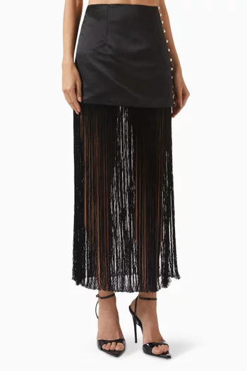 Maxi Tassel Skirt in Satin