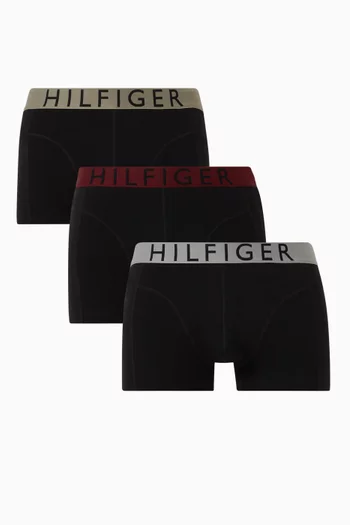 Contrast Waistband Trunks in Stretch-cotton, Set of 3