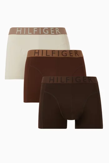 Logo Waistband Trunks in Stretch-microfibre, Set of 3