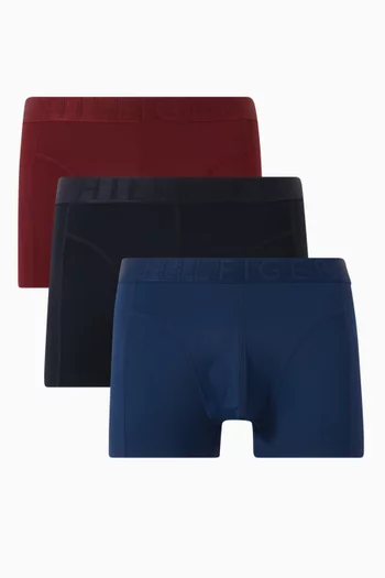 Metallic Waistband Trunks in Microfibre, Set of 3
