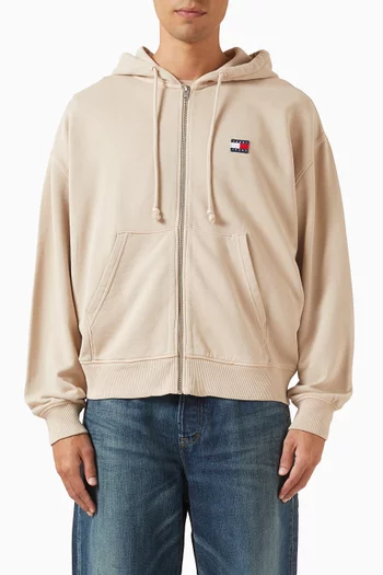 كنزة بغطاء رأس وشعار الماركة قطن