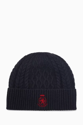 TH Crest Cable Knit Beanie in Wool-blend