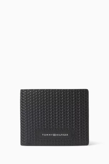 Woven Textured Bi-fold Wallet in Leather