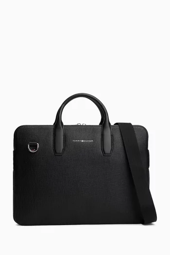 حقيبة كمبيوتر محمول للعمل بشعار تومي هيلفيغر جلد
