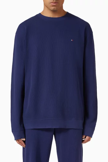 تي شيرت بشعار الماركة نسيج قطن متشابك من التشكيلة الأساسية