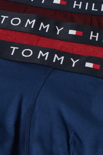 Logo Waistband Trunks in Cotton Blend, Set of 3