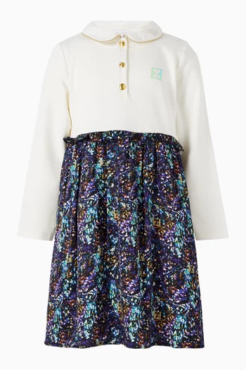 فستان متوسط الطول بشعار الماركة