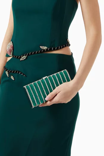 Alba Crystal-embellished Clutch in Satin