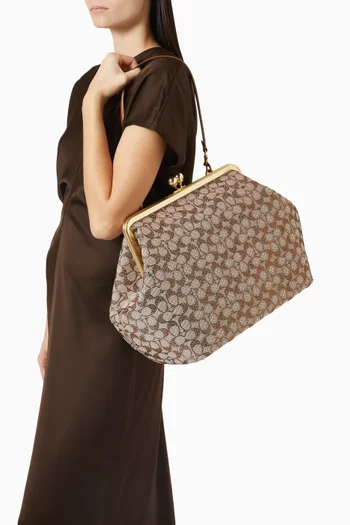 Large Kisslock Frame Bag in Crystal Signature Jacquard