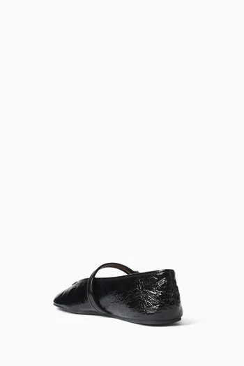 Sculpted Ballet Pumps in Crinkled Leather