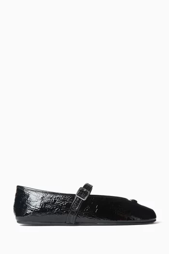 Sculpted Ballet Pumps in Crinkled Leather