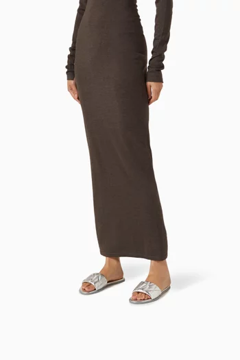 حذاء مفتوح هولي جلد لامع مبطن