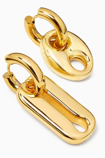 Coffee Bean Earrings in 24kt Gold-plated Brass