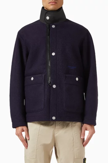 High-neck Jacket in Wool-blend