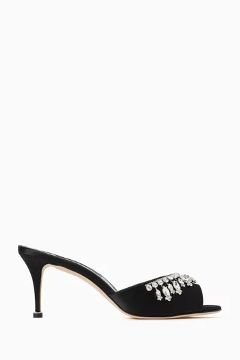 Tulimu 70 Crystal-embellished Mules in Satin