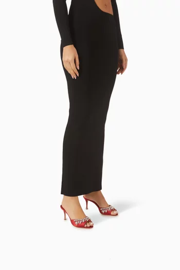 حذاء توليميو مفتوح من الخلف مرصع بالكريستال بكعب 70 مم ستان