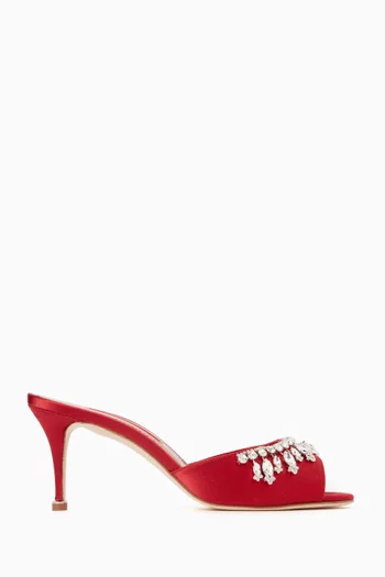 حذاء توليميو مفتوح من الخلف مرصع بالكريستال بكعب 70 مم ستان