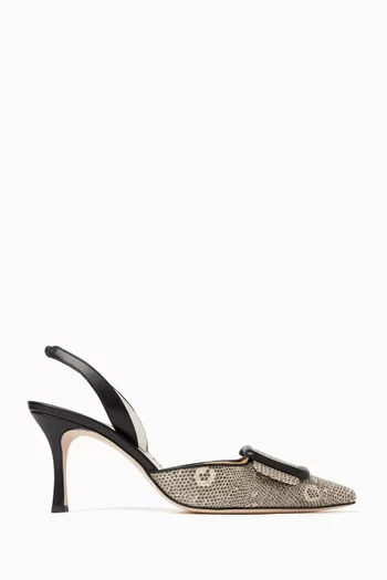 Mayslibi 70 Slingback Pumps in Snake-embossed Calf Leather
