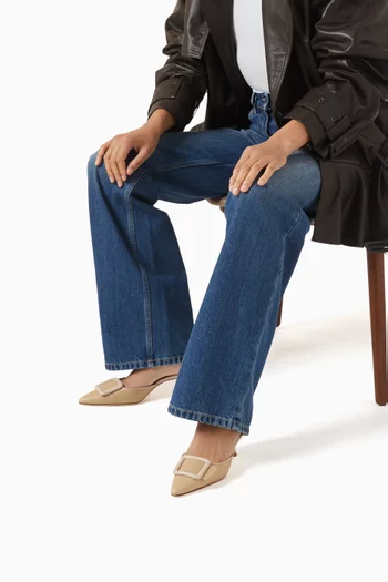 Maysalebi 50 Mules in Debossed Snake-effect Leather